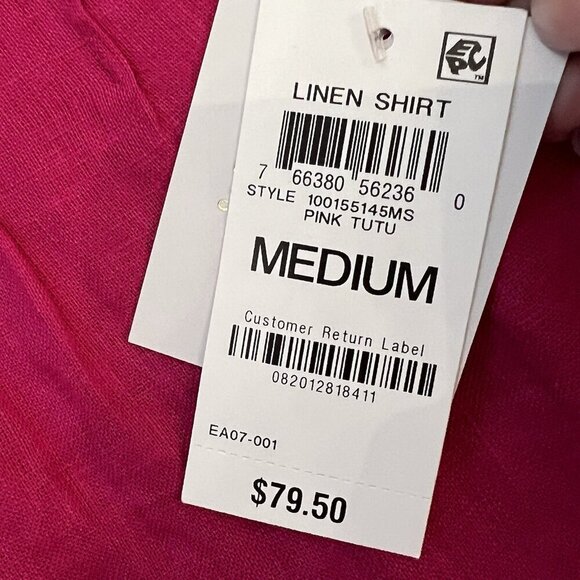 Charter Club Women's Linen Pleated Tunic Top Size Medium Embellished Pink Tutu - Picture 7 of 8